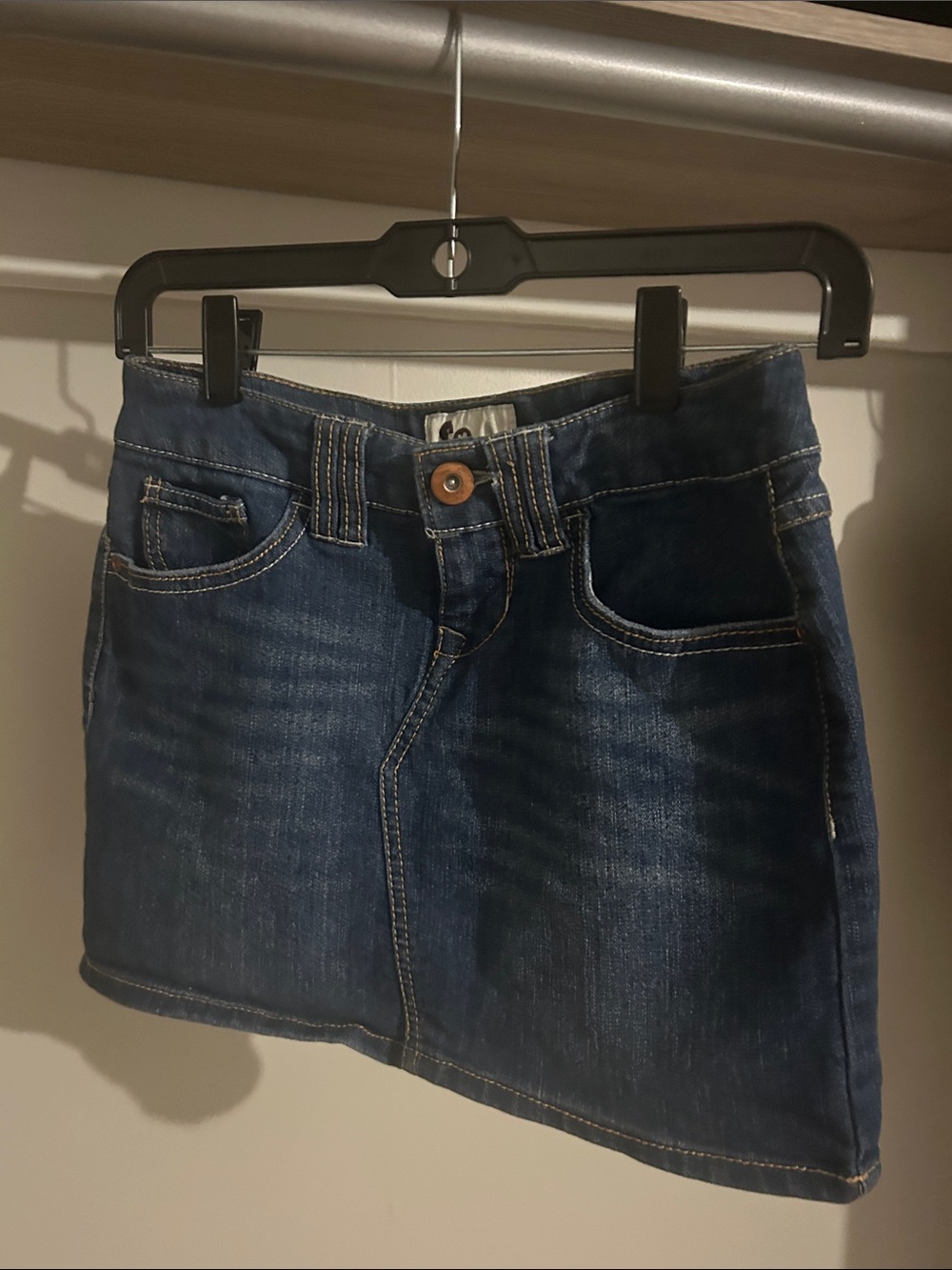SO Dark Blue Denim mini Skirt with Front Pockets